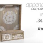 PORTA LETTERE CASSETTO TAVOLA PARETE LEGNO BIANCO MARRONE INDIAN 25*35*10 CM