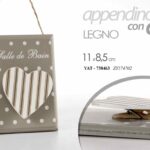 APPENDINO DECORAZIONE 3D DA PARETE MURO PORTA ARREDO LEGNO CUORE CLIP ASS 11*8,5