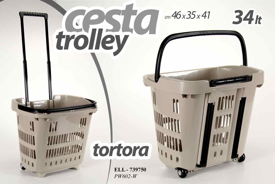 8025569739750 CARRELLO SPESA TROLLEY CESTINO Supermercato MAXI CESTA Cestino MARKET BEIGE 34LT - immagine 1