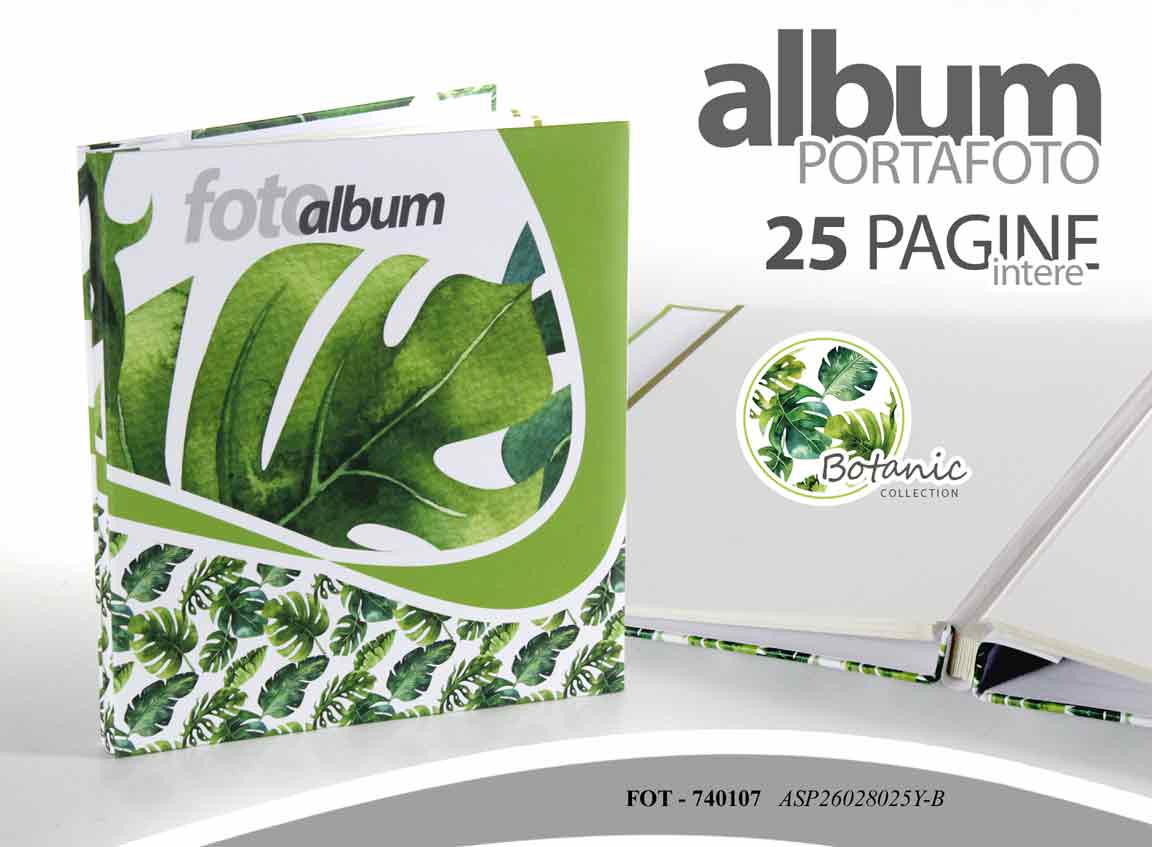 8025569740107 ALBUM PORTAFOTO FOTOGRAFICO LIBRO PORTA FOTO VERDE FOGLIE 25 PAGINE INTERE 26*28 - immagine 1