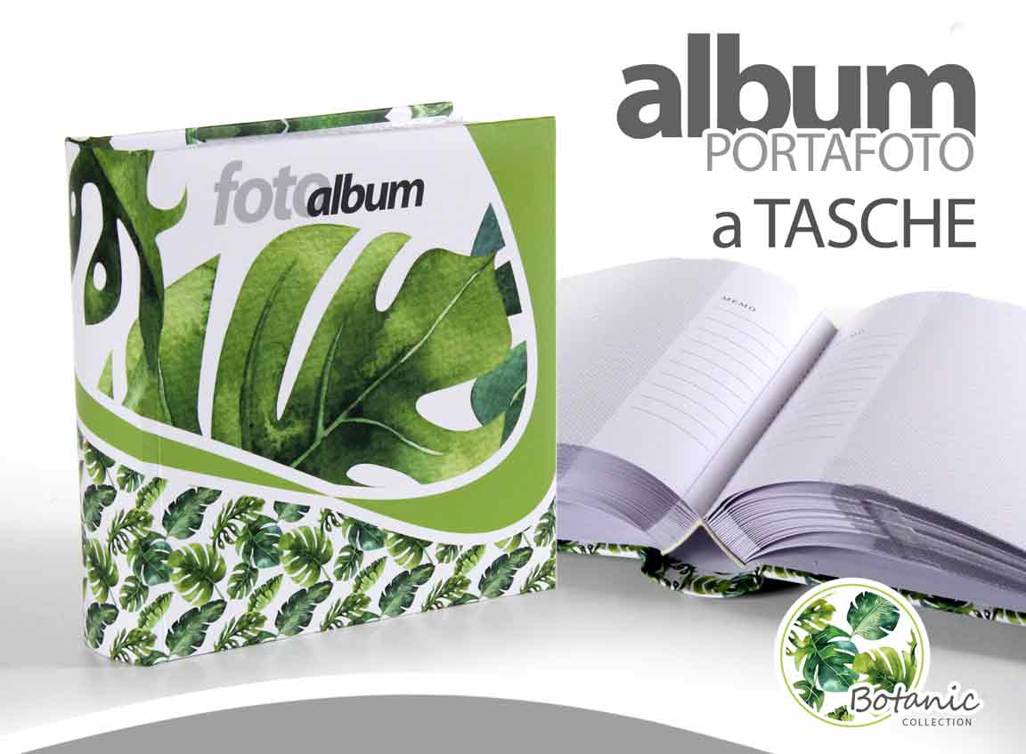 8025569740138 ALBUM PORTAFOTO FOTOGRAFICO LIBRO PORTA FOTO TASCHE VERDE FOGLIE 100 FOGLI 13*18 - immagine 1