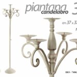 PIANTANA CANDELABRO CANDERIERE 3 FIAMME PORTA CANDELA ANTICATO SHABBY 150*37cm