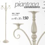 PIANTANA CANDELABRO CANDERIERE 3 FIAMME PORTA CANDELA ANTICATO SHABBY Chic 150cm