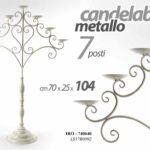 CANDELABRO CANDERIERE 7 FIAMME LUMI PORTA CANDELA ANTICATO SHABBY Chic 104*75 cm