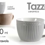 Tazza colazione jumbo cereali latte ceramica vintage retrò color assor 460 ml