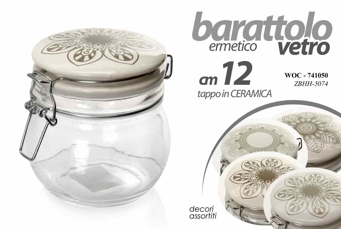 8025569741050 BARATTOLO TAPPO ERMETICO CERAMICA CONTENITORE MULTIUSO TERRA E SOLE 470 ML 12*11 - immagine 1