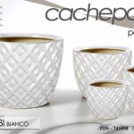 4 VASI CACHEPOT CERAMICA MODERNO CLASSICO VINTAGE VASO ROMB BIANCO 29/21/15/12cm