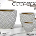 4 VASI CACHEPOT CERAMICA MODERNO CLASSICO VINTAGE VASO ROMBI 29/21/15/12 cm