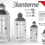 SET 3 LANTERNE PORTACANDELA LANTERNA METALLO LEGNO BIANCO CASA EVENTI 98/75/52cm