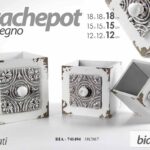 SET 3 VASI CACHEPOT QUADRATI LEGNO BIANCO ANTICATO VINTAGE DECO 18/15/12 CM