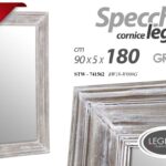 SPECCHIO SPECCHIERA DA PARETE MAXI CORNICE LEGNO GRIGIO CLASSICO MODERNO 180*90