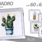 QUADRO STAMPA SU TELA Canvas LEGNO PIANTE GRASSE COLOR ASSORT 60*60 cm