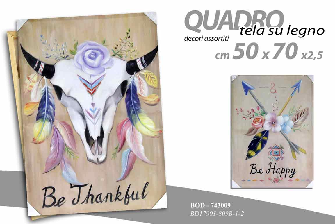 8025569743009 QUADRO STAMPA SU TELA Canvas LEGNO DECORAZIONE TRIBALE COLOR ASSORT 50*70 cm - immagine 1