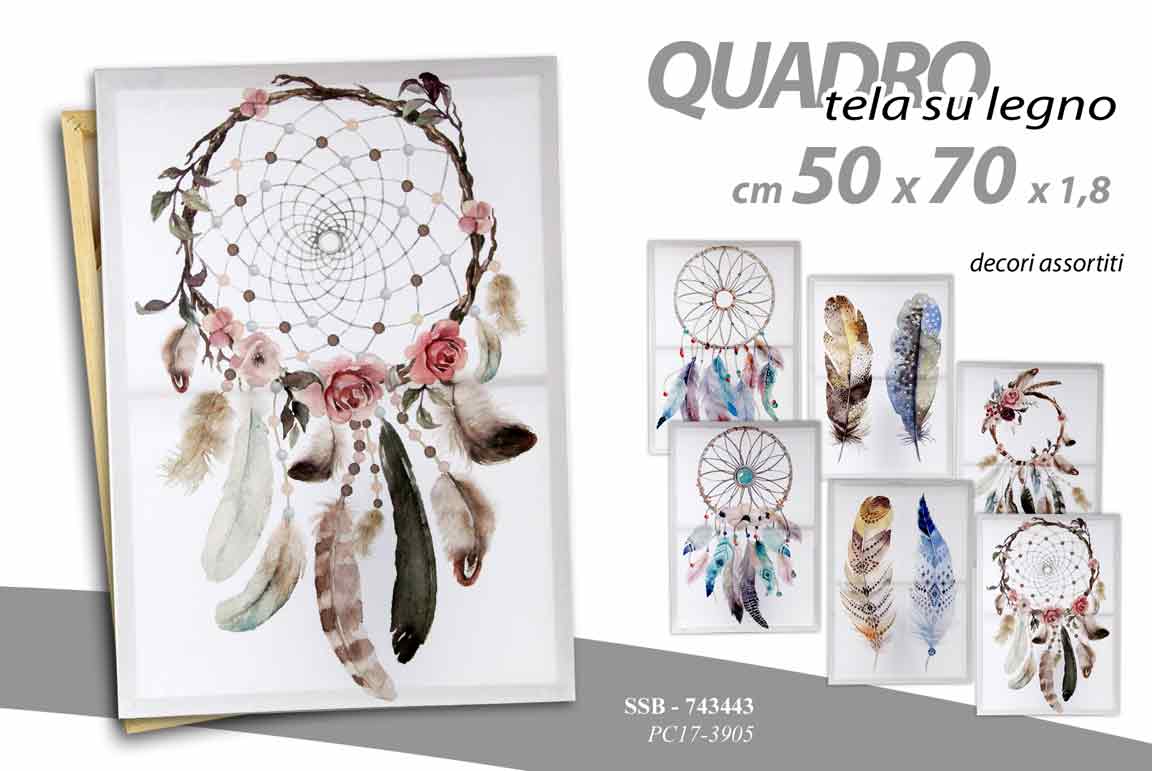 8025569743443 QUADRO STAMPA SU TELA Canvas LEGNO DECORAZIONE TRIBALI COLOR ASSORT 50*70 cm - immagine 1