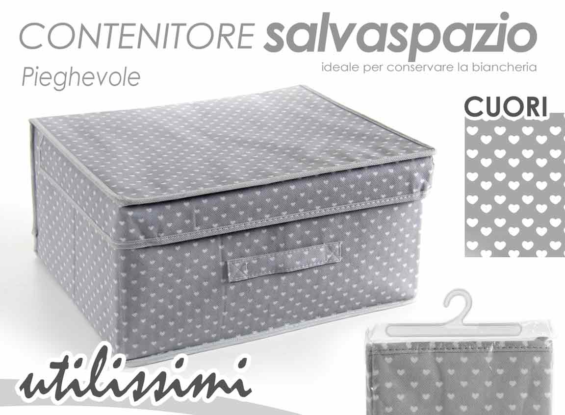 8025569743573 SCATOLA ORGANIZER SALVASPAZIO VESTITI CONTENITORE PORTABIANCHERIA CUORI 50*40*30 - immagine 1