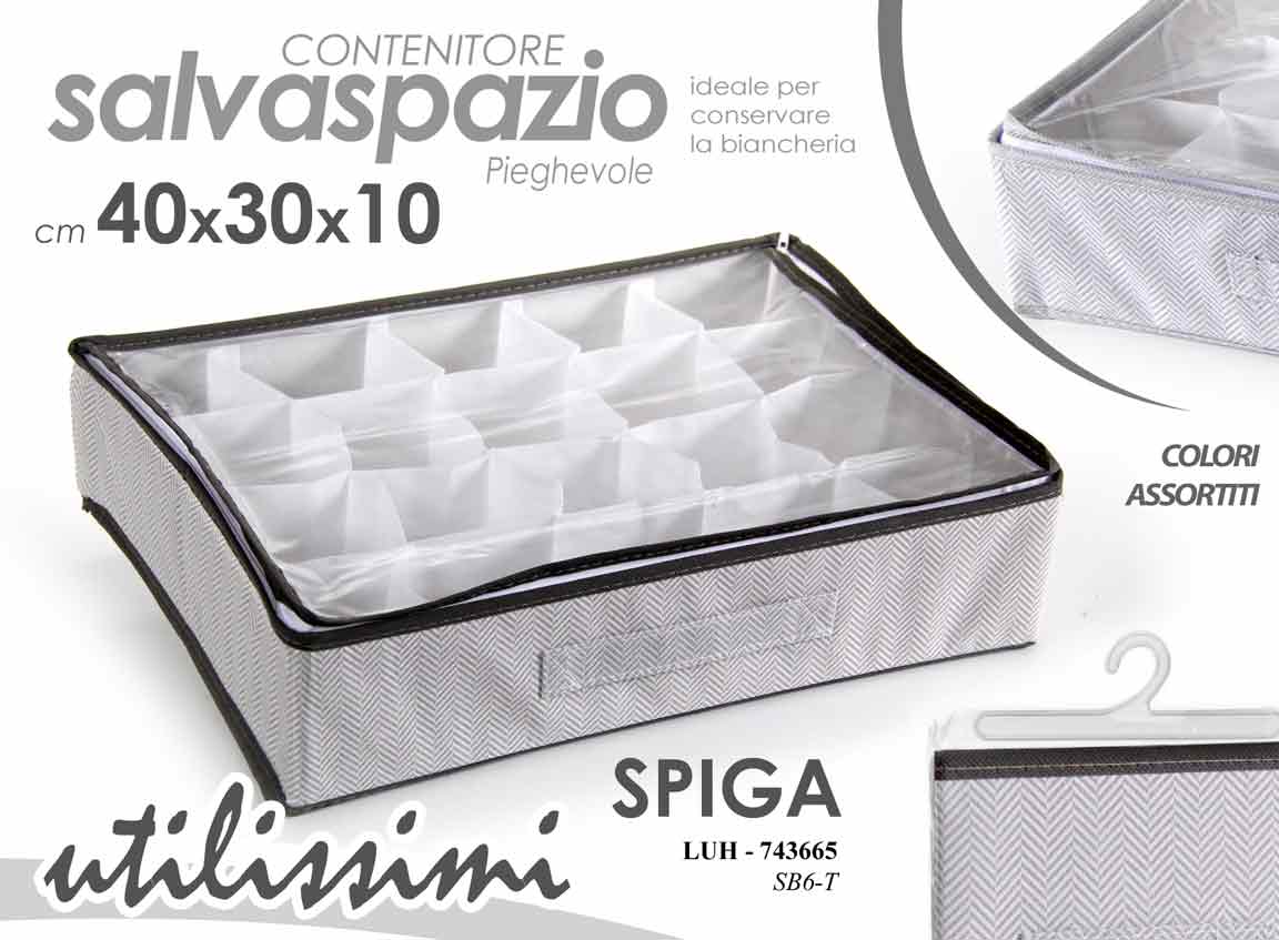 8025569743665 ORGANIZER CASSETTI 12 POSTI SCATOLA CONTENITORE Biancheria ARMADIO SPIG 40*30*10 - immagine 1