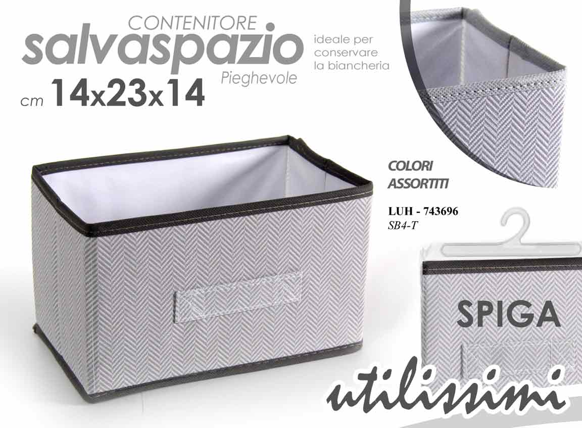 8025569743696 CONTENITORE ORGANIZER ARMADIO CASSETTI SCATOLA SALVASPAZIO GUARDAROBA SPIGA 23cm - immagine 1