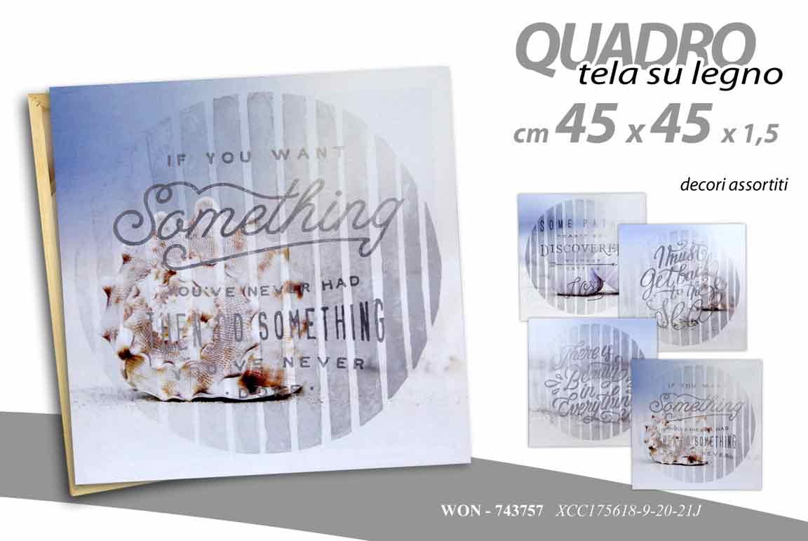 8025569743757 QUADRO STAMPA SU TELA Canvas LEGNO DECORAZIONE MARE CONCHIGLIE ASSORTITE 45*45 - immagine 1