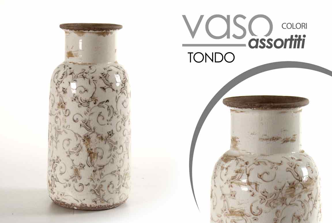 8025569744174 VASO ANTICATO ALTO CACHEPOT VINTAGE RETRò CENTROTAVOLA RUSTICO ORGANZA 37*16 cm - immagine 1