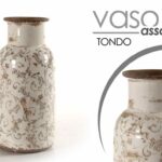 VASO ANTICATO ALTO CACHEPOT VINTAGE RETRò CENTROTAVOLA RUSTICO ORGANZA 32*14 cm