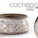 VASO ANTICATO VINTAGE RETRò CACHEPOT BASSO CENTROTAVOLA RUSTICO ORGANZA 23*10 cm