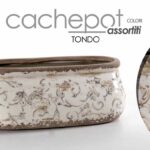 VASO ANTICATO OVALE CERAMICA CACHEPOT CENTROTAVOLA VINTAGE RETRò SCAVO 29*13*11