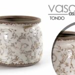 VASO ANTICATO VINTAGE RETRò CACHEPOT BASSO CENTROTAVOLA SCAVO ORGANZA 20*15 cm
