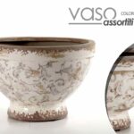 VASO CERAMICA CACHEPOT ANTICATO VINTAGE RETRò CENTROTAVOLA ORGANZA 18*17*11,5 CM
