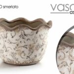 VASO CERAMICA CACHEPOT ANTICATO VINTAGE RETRò CENTROTAVOLA ORGANZA SCAVO 18*12cm