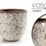 VASO ANTICATO VINTAGE RETRò CACHEPOT BASSO CENTROTAVOLA RUSTICO ORGANZA 20*19CM
