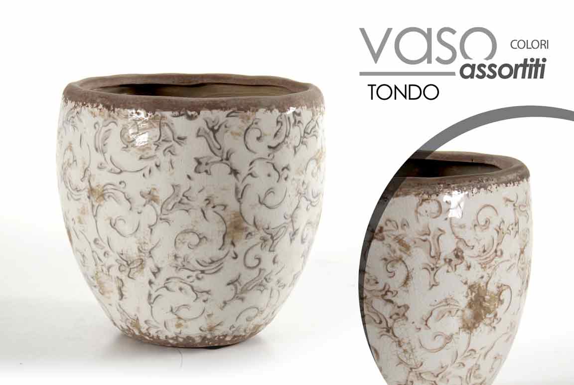 8025569744389 VASO ANTICATO VINTAGE RETRò CACHEPOT BASSO CENTROTAVOLA SCAVO ORGANZA 19*17CM - immagine 1