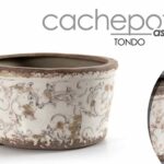 VASO CERAMICA CACHEPOT CENTROTAVOLA ORGANZA SCAVO CLASSICO MODERNO 16*9 cm