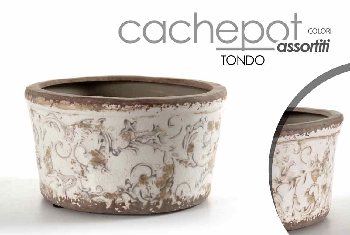 8025569744426 VASO CERAMICA CACHEPOT CENTROTAVOLA ORGANZA SCAVO CLASSICO MODERNO 16*9 cm - immagine 1
