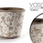 VASO CERAMICA CACHEPOT ANTICATO VINTAGE RETRò CENTROTAVOLA ORGANZA SCAVO 16 cm