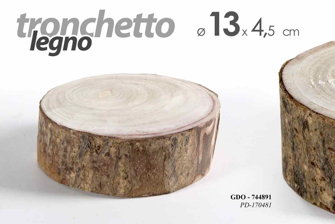 8025569744891 TRONCO LEGNO NATURALE TRONCHETTO ARREDO PIEDISTALLO ARTE DECORAZIONE 13*13*4 cm - immagine 1