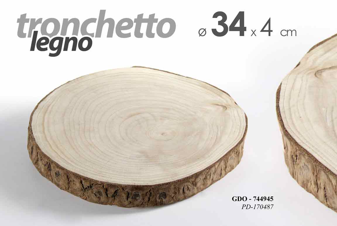 8025569744945 TRONCO LEGNO NATURALE TRONCHETTO ARREDO PIEDISTALLO ARTE DECORAZIONE 34*4 cm - immagine 1