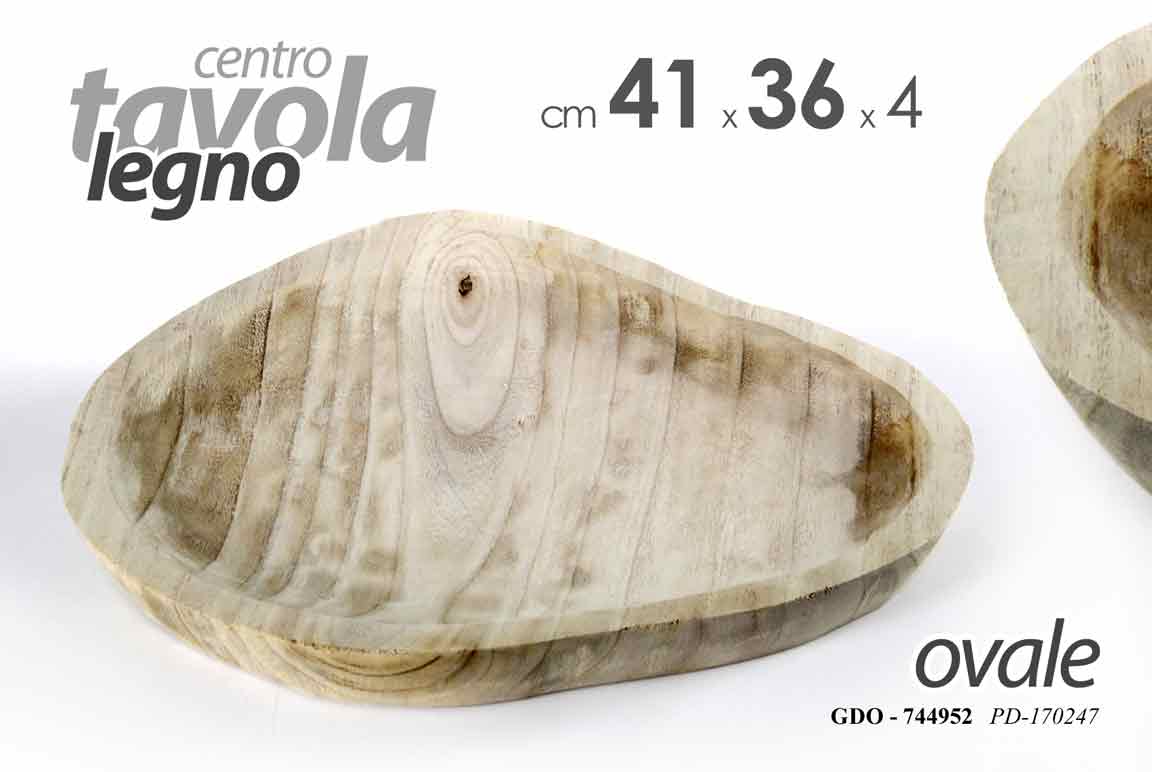 8025569744952 CENTROTAVOLA PIATTO PORTAOGGETTI CIOTOLA SVUOTA TASCHE LEGNO NATURALE 41*37 - immagine 1