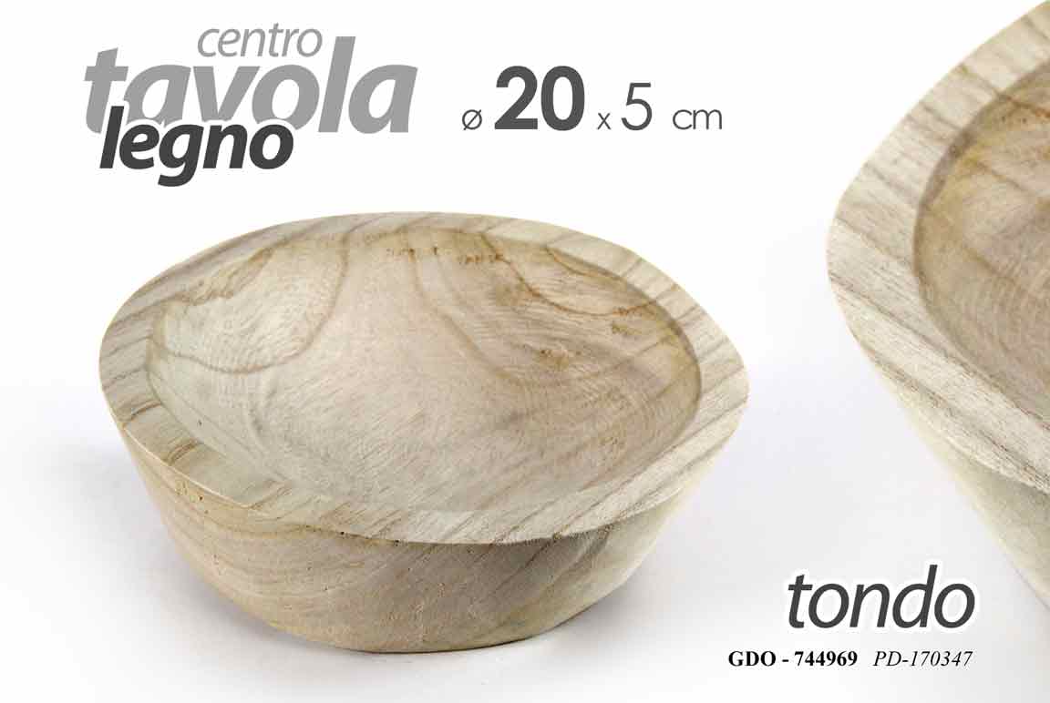 8025569744969 CENTROTAVOLA PIATTO PORTAOGGETTI CIOTOLA SVUOTA TASCHE LEGNO NATURALE 20*5 CM - immagine 1