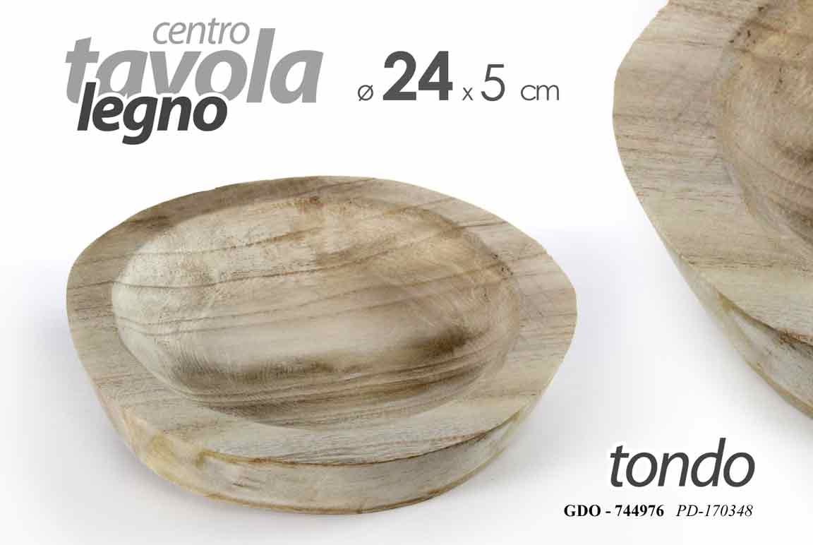 8025569744976 CENTROTAVOLA PIATTO PORTAOGGETTI CIOTOLA SVUOTA TASCHE LEGNO NATURALE 24*5CM - immagine 1