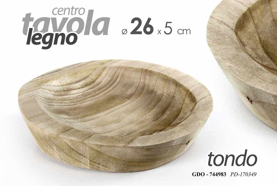 8025569744983 CENTROTAVOLA PIATTO PORTAOGGETTI CIOTOLA SVUOTA TASCHE LEGNO NATURALE 26*5 CM - immagine 1
