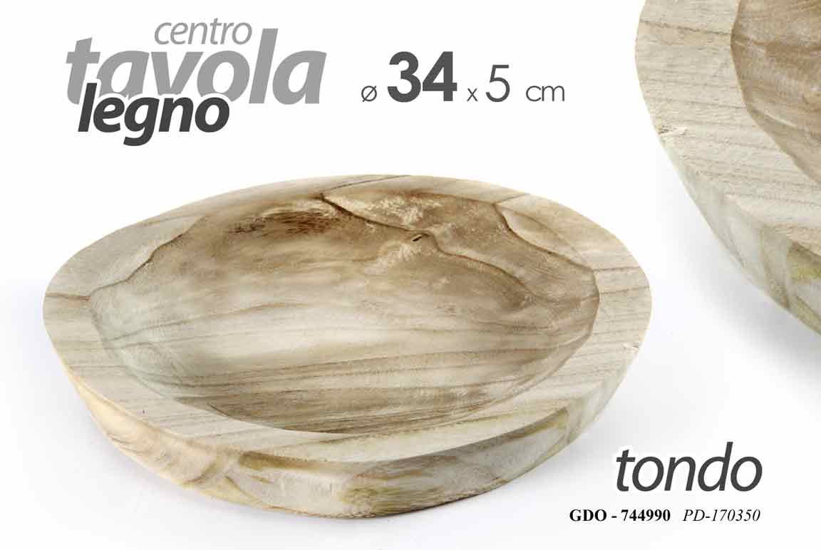 8025569744990 CENTROTAVOLA PIATTO PORTAOGGETTI CIOTOLA SVUOTA TASCHE LEGNO NATURALE 34*5 - immagine 1