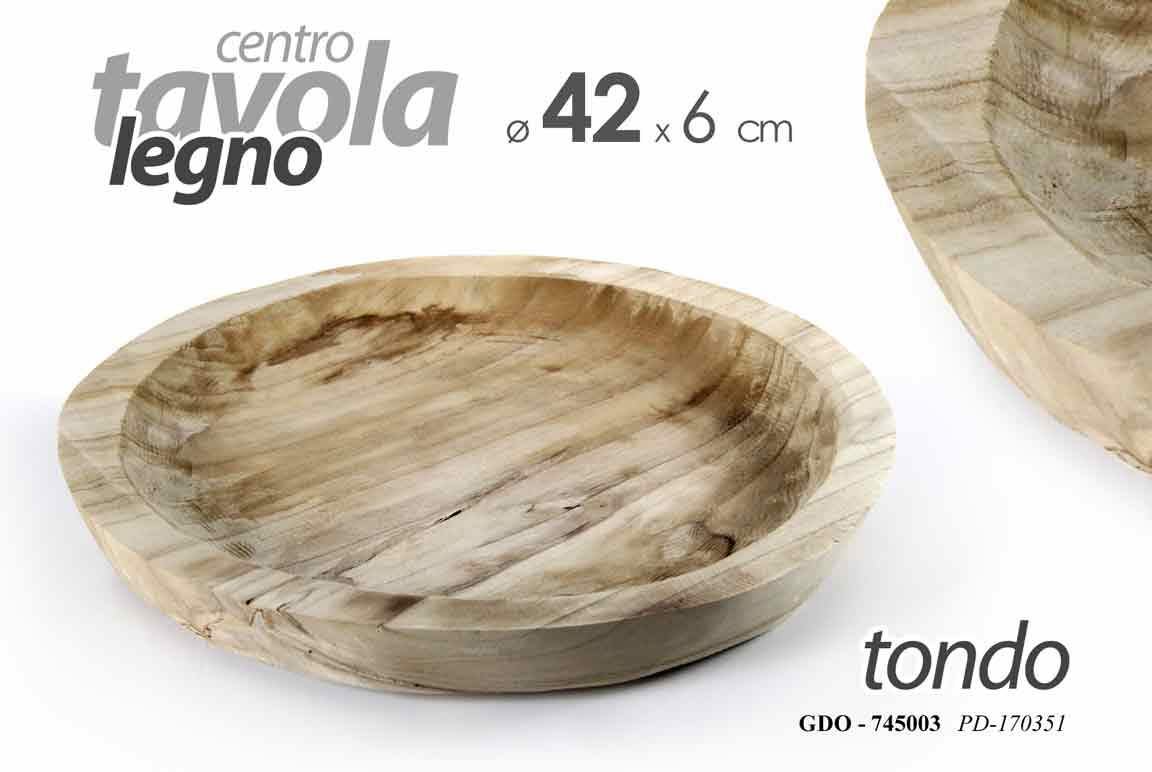 8025569745003 CENTROTAVOLA PIATTO PORTAOGGETTI CIOTOLA SVUOTA TASCHE LEGNO NATURALE 42*6 - immagine 1