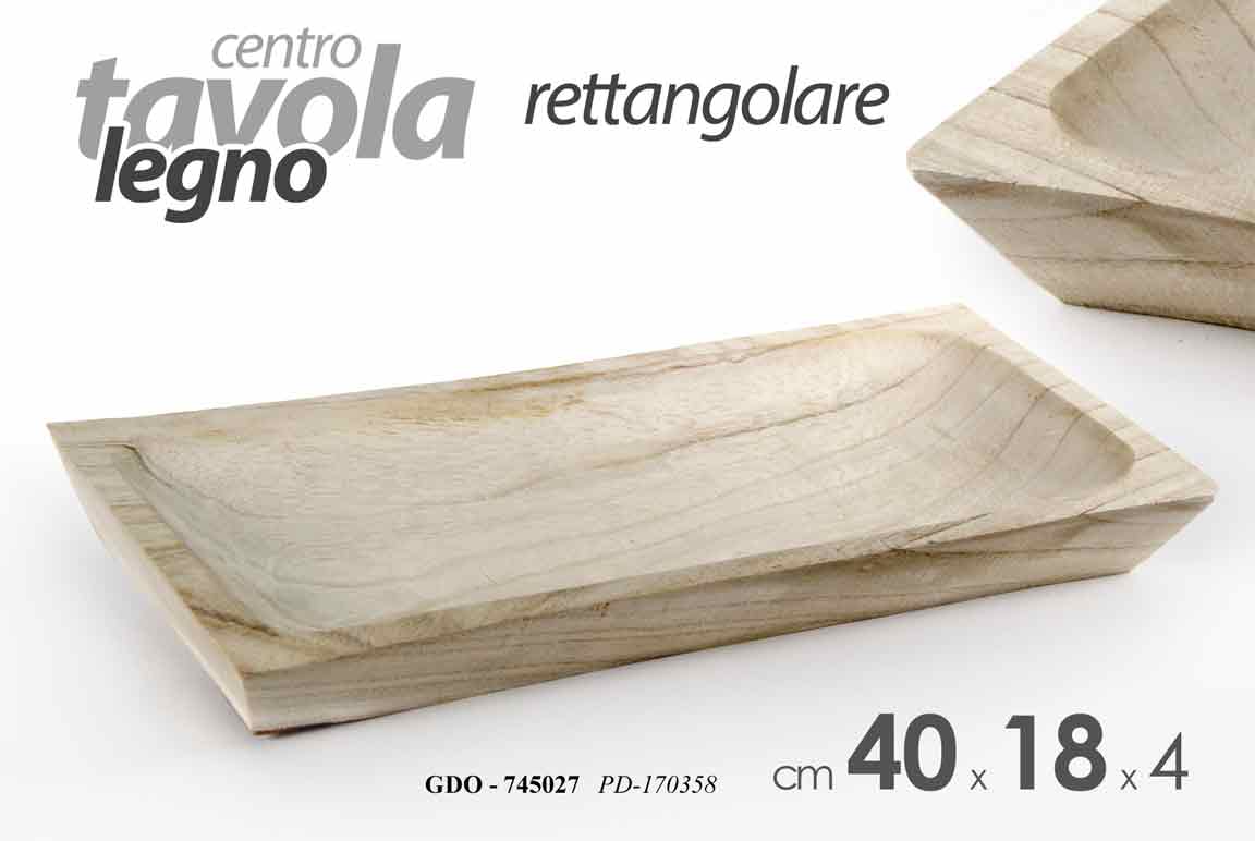 8025569745027 CENTROTAVOLA RETTANGOLARE PIATTO PORTAOGGETTI SVUOTA TASCHE LEGNO NATURALE 40*18 - immagine 1