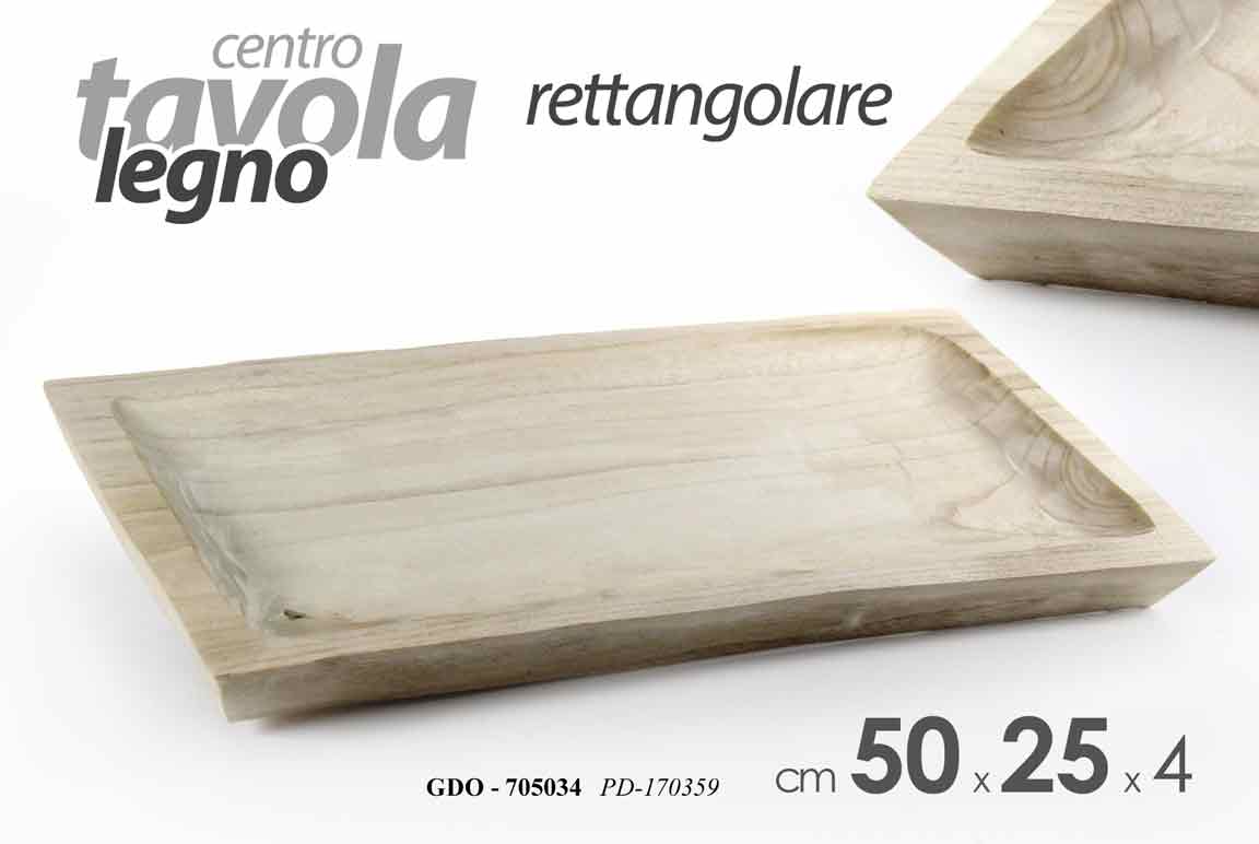 8025569745034 CENTROTAVOLA RETTANGOLARE PIATTO PORTAOGGETTI SVUOTA TASCHE LEGNO NATURALE 50*25 - immagine 1