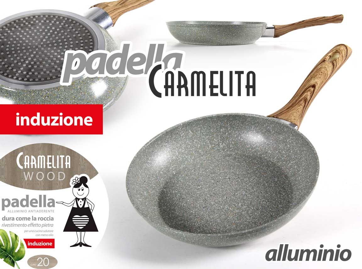 8025569745478 PADELLA INDUZIONE ANTIADERENTE ALLUMINIO EFFETTO PIETRA CARMELITA 18*5CM - immagine 1