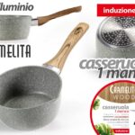 CASSERUOLA INDUZIONE MANICO ANTIADERENTE ALLUMINIO PIETRA CARMELITA 18*8CM
