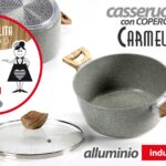 CASSERUOLA INDUZIONE COPERCHIO MANICO ANTIADERENTE ALLUMINIO PIETRA 24*11CM
