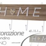 APPENDINO DECORAZIONE DA PARETE MURO PORTA ARREDO LEGNO HOME 4 GANCI 41*11 CM