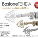 ASTA BASTONE TENDA SUPPORTI MURO REGOLABILE 14 ANELLI METAL COLOR 135*270 CM