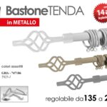 ASTA BASTONE TENDA REGOLABILE METALLO ANELLI MODERNO KIT FISSAGGIO CO 135-270 cm
